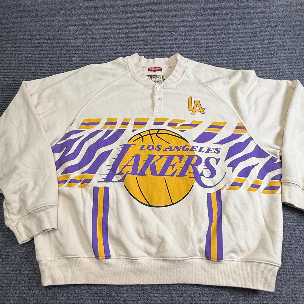 Los Angeles Lakers Sweatshirt Womens 3XL White NBA Basketball Mitchell & Ness